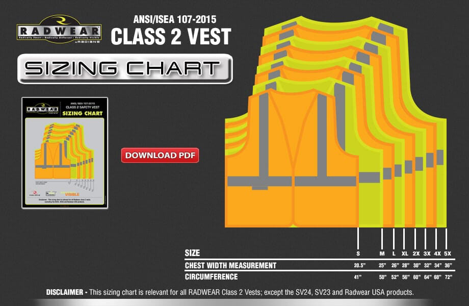 Safety Vest Size Chart