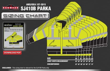 SJ410B Parka Sizing Chart